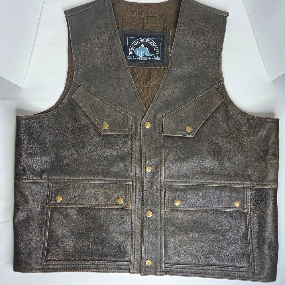 Vintage Men's Himalaya Motor Bike Wear Leather Motorcycle Riding Vest